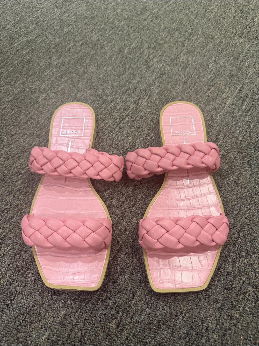 Dolce Vita Pink Braided Double-Strap Slide Sandals